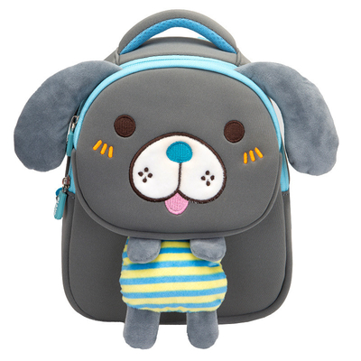 漫画の子供のPlushバックパックのプラシ天のネオプレンかわいい犬の子供袋の子供のギフト