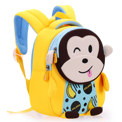 猿の防水子供はネオプレン3Dのかわいい漫画の反無くなった通学かばんを2つのサイズBackpack
