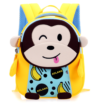 猿の防水子供はネオプレン3Dのかわいい漫画の反無くなった通学かばんを2つのサイズBackpack