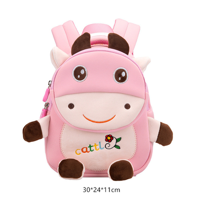 牛防水子供は漫画3Dの動物の幼稚園の女の子を作る通学かばんをBackpack