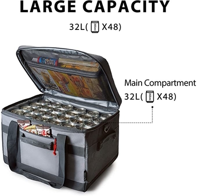 48の缶によって絶縁されるクーラーは32lピクニック浜のための大きい折りたたみ昼食のクーラーを袋に入れる