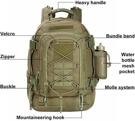 60l戦術的な軍のキャンプのバックパックのオックスフォードの拡張できる文書